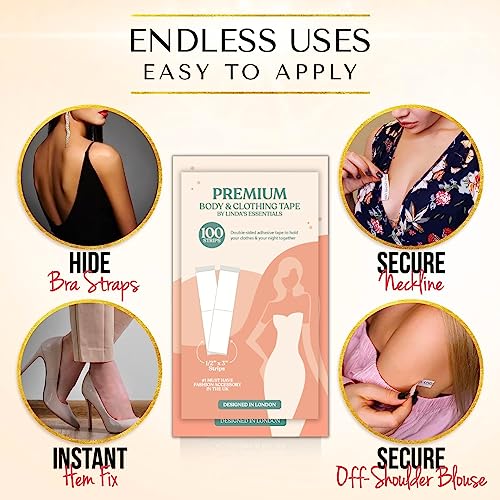 Detalle 2 de Linda's Essentials Nastro Biadesivo Extra Forte per Tessuti – Fashion Tape 100 pz
