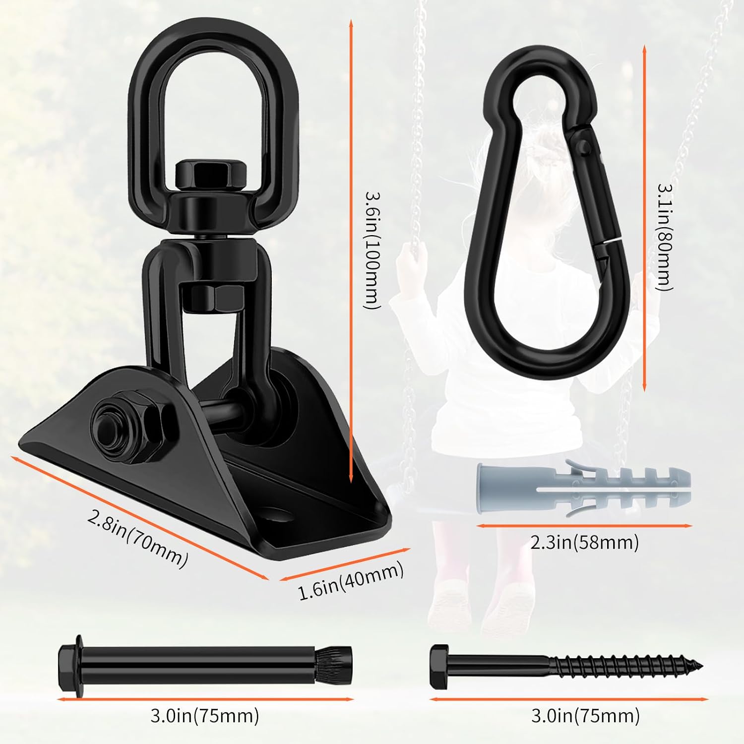 Detalle 2 de Deckenhaken 360° drehbar 450 kg schwarz