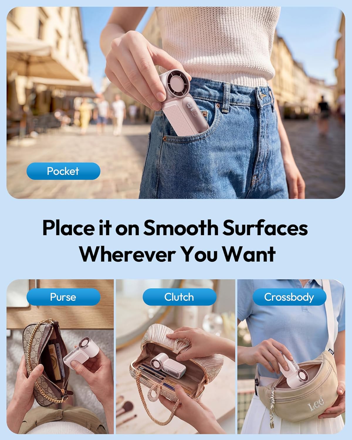 Thumbnail 6 de Gaiatop Portable Handheld Mini Fan with 6 Speeds, 16900 RPM – USB-C Rechargeable