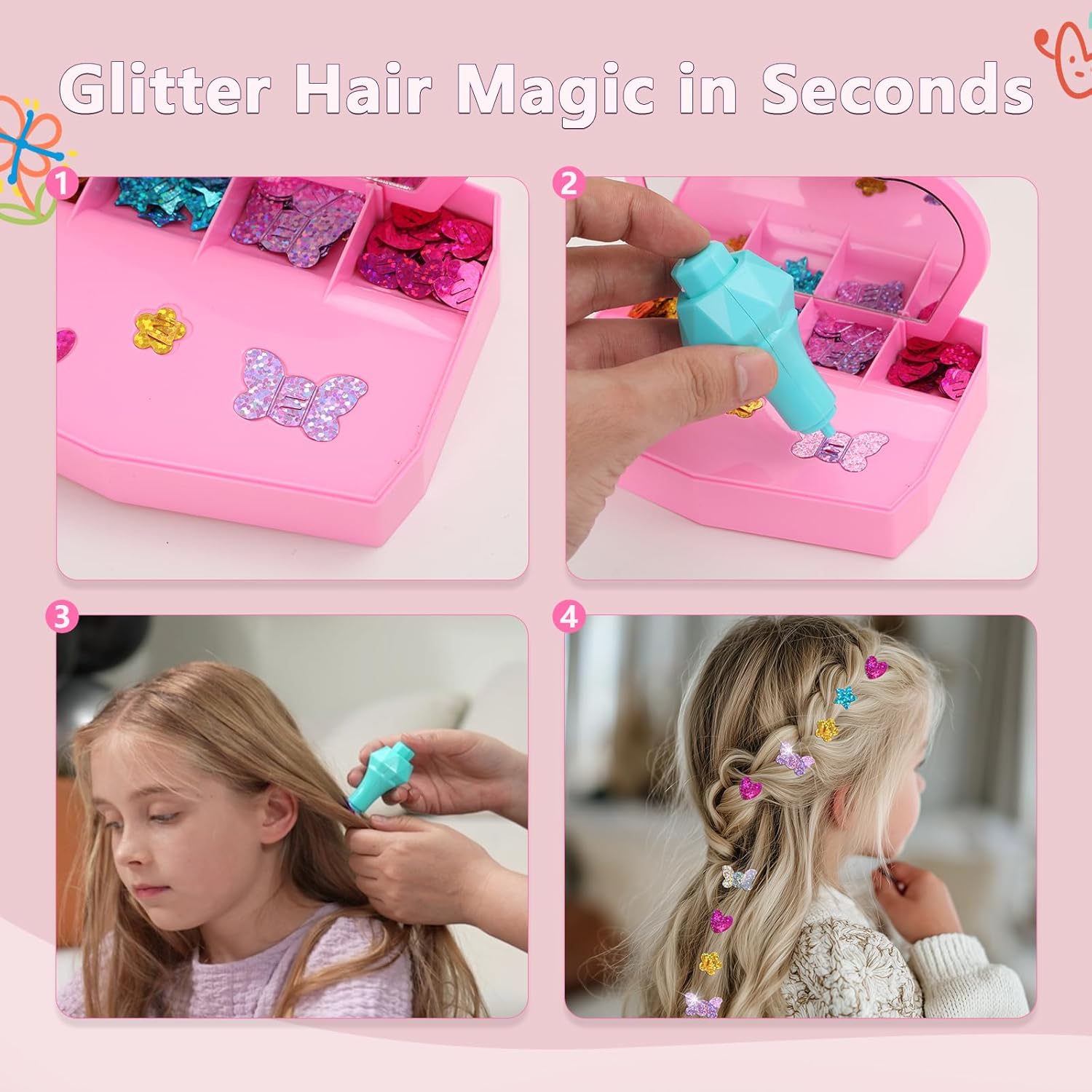 Thumbnail 3 de WooWee Hair Gem Stamper Kit — Sparkling Hair Jewels Styling Tool for Girls (Reusable Glitter Sequins)