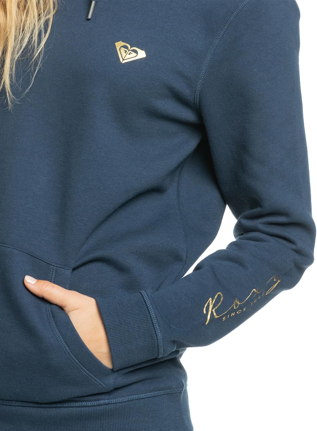Detalle de Roxy Young Women Itia Foil Script Pullover – Sweat à capuche en coton et polyester
