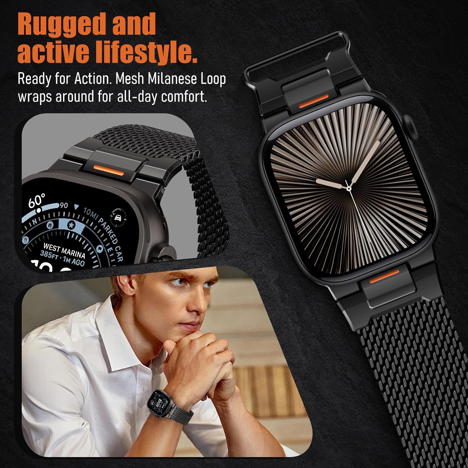 Detalle de BXUXOHS Milanese Loop 24mm Magnetic Mesh Band