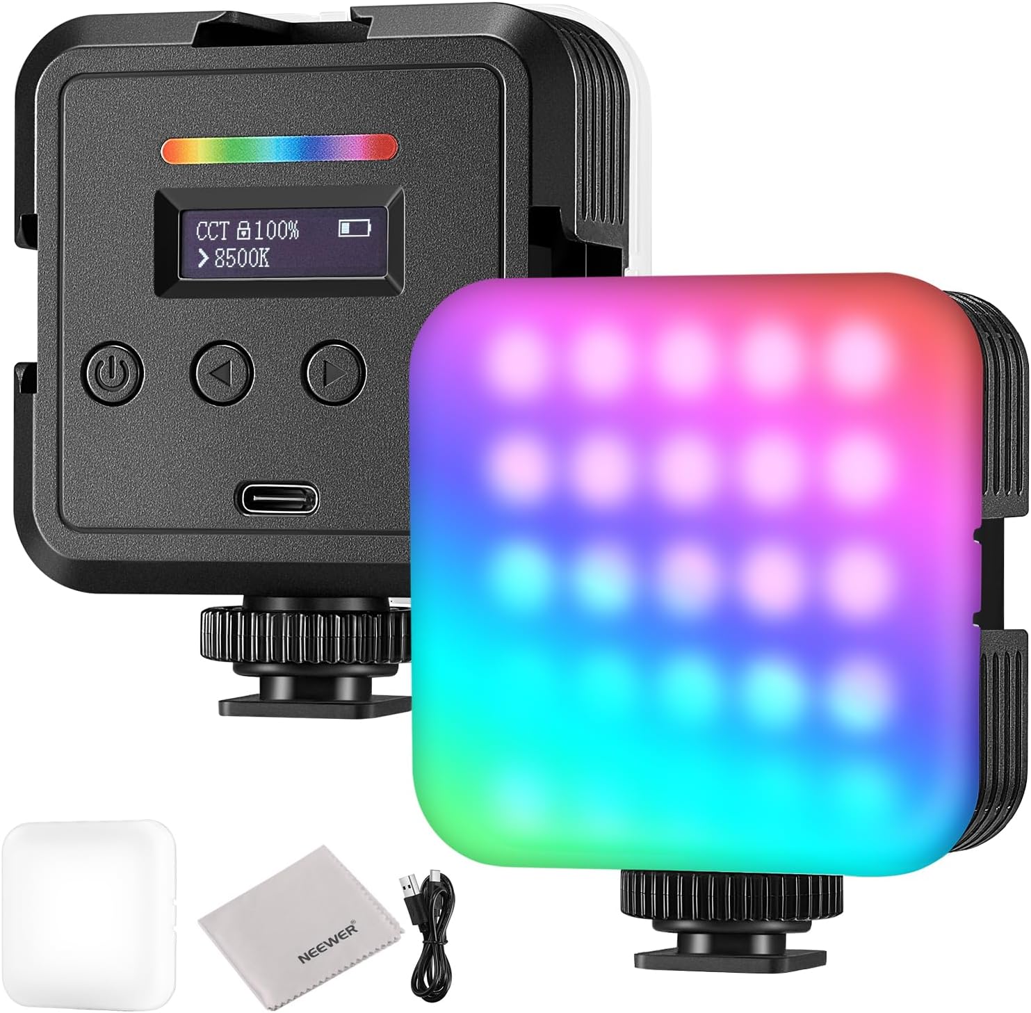 NEEWER Lampe magnétique RGB pour appareil photo RGB61 : 61 LED, IRC 97+, 2500–8500 K et 20 modes