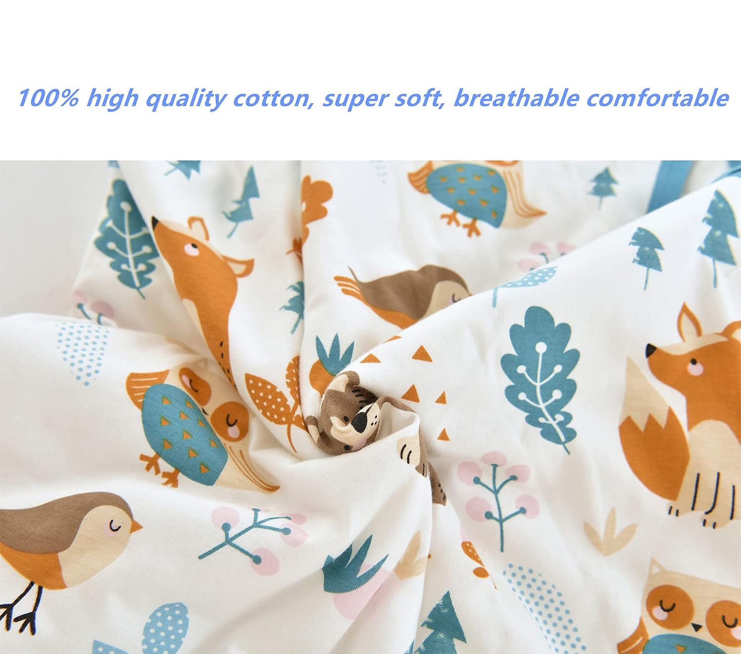 Detalle de Chilsuessy Baby Schlafsack mit Füßen 2,5 Tog (Ganzjahr), Waldtiere – passend für Babyhöhe 80–90 cm