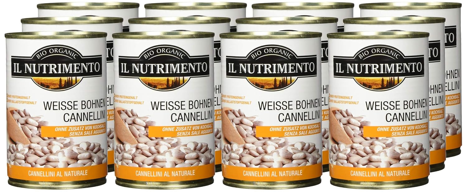 Detalle de Probios IL NUTRIMENTO Bio weiße Bohnen (Cannellini) – ohne Salzzusatz, 12 x 400 g