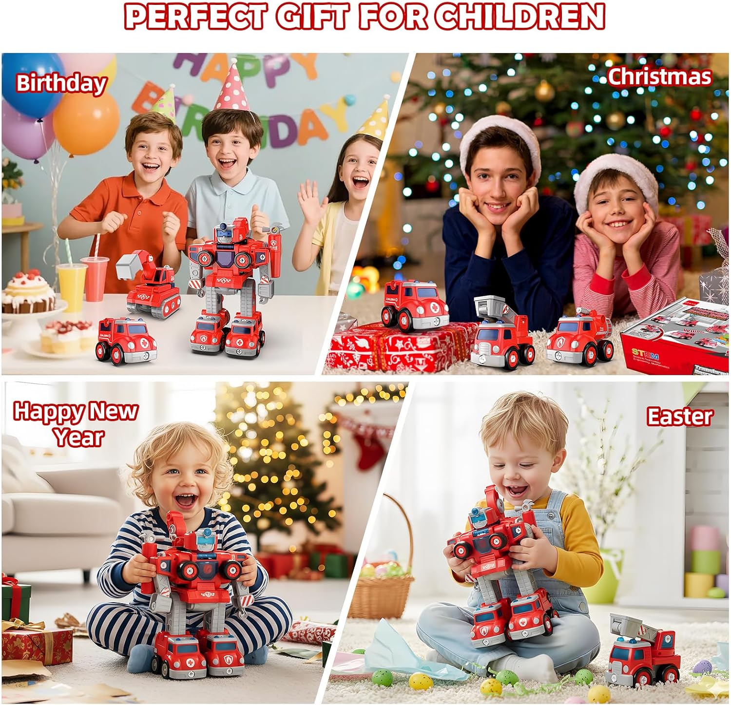 Thumbnail 6 de Baobrava 5-in-1 Fire Truck Transformers STEM Drill & Screw Build Set (Ages 3–8)