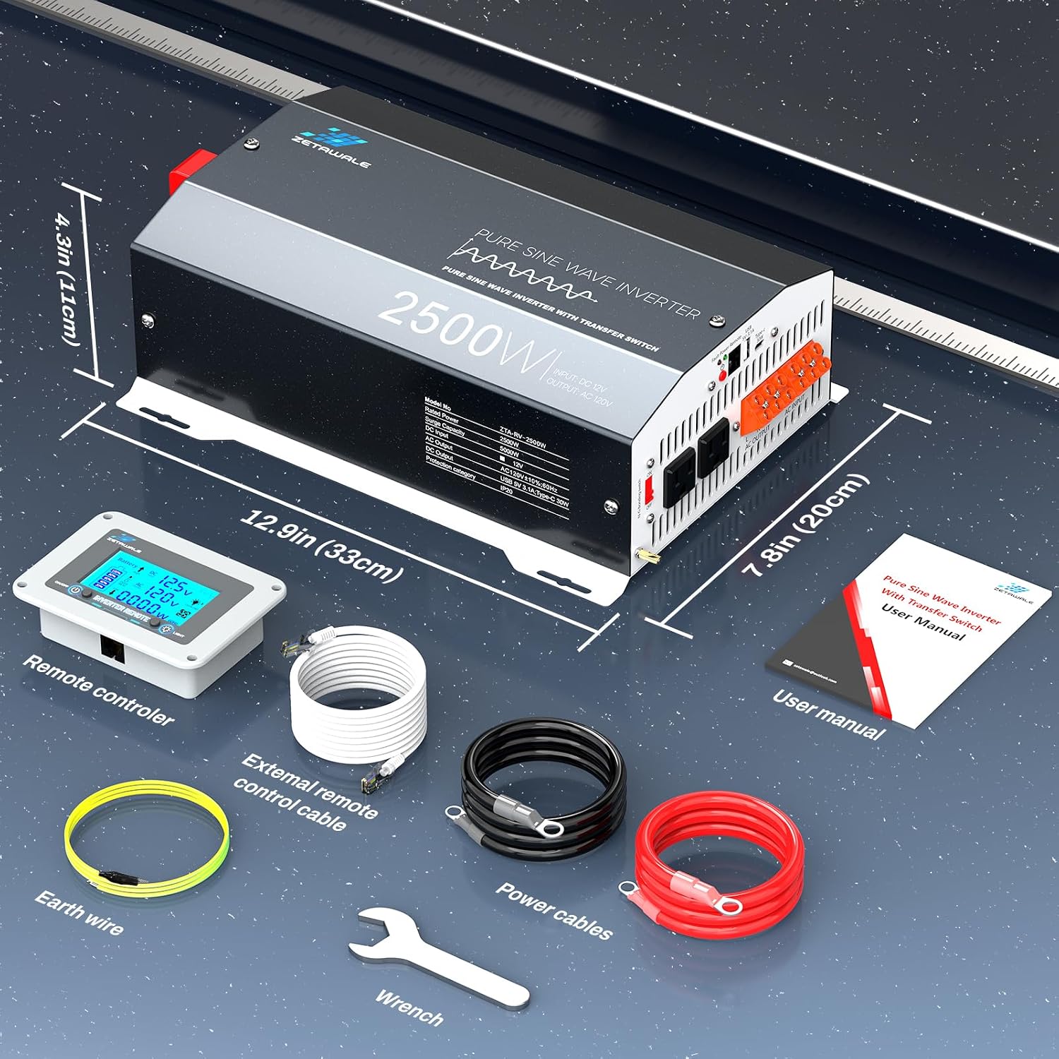 Thumbnail 6 de ZETAWALE ZETAWALE-2500P 2500W Pure Sine Wave RV Inverter with ATS