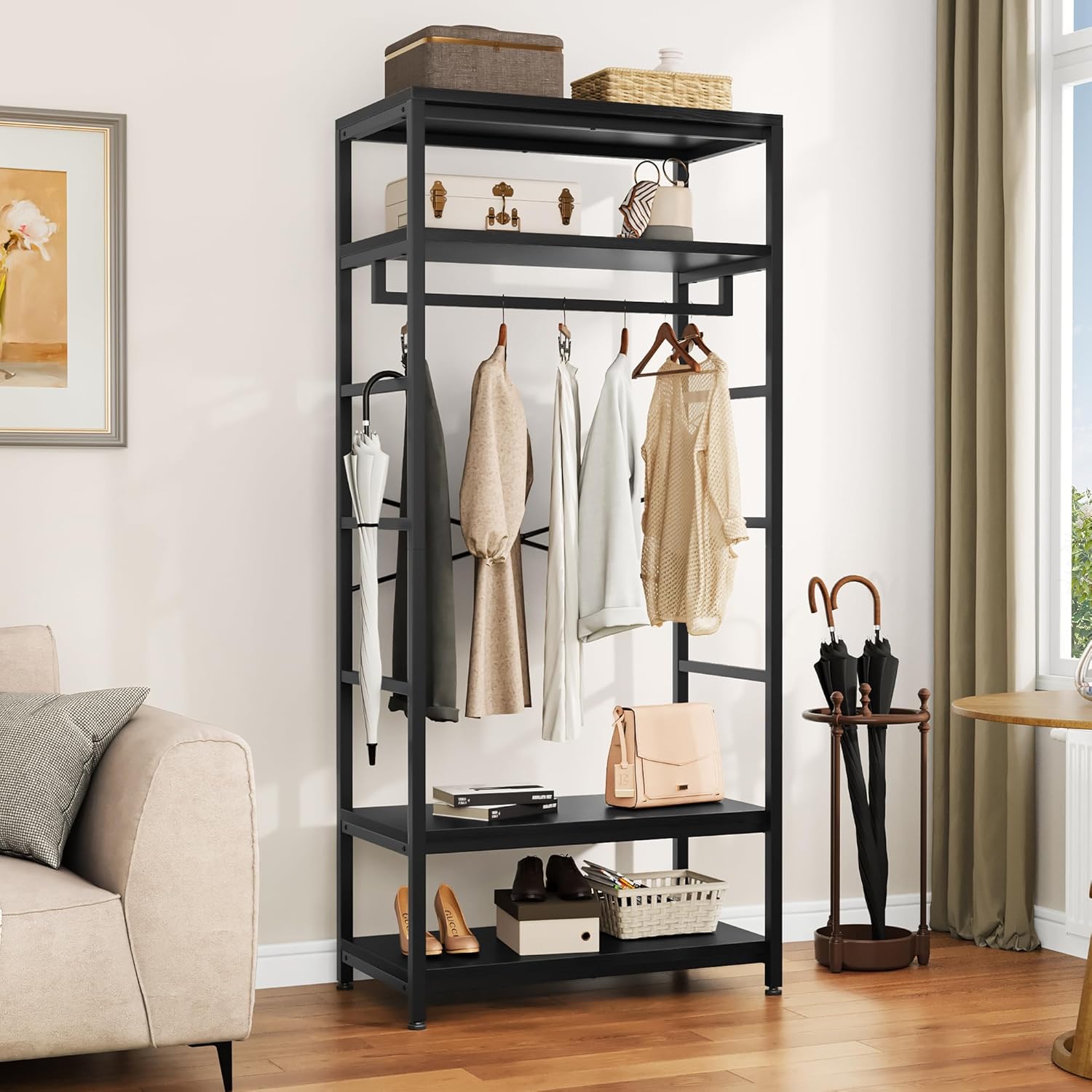 YITAHOME Coat Rack Stand with Shoe Storage: Sturdy Floorstanding Hall Tree