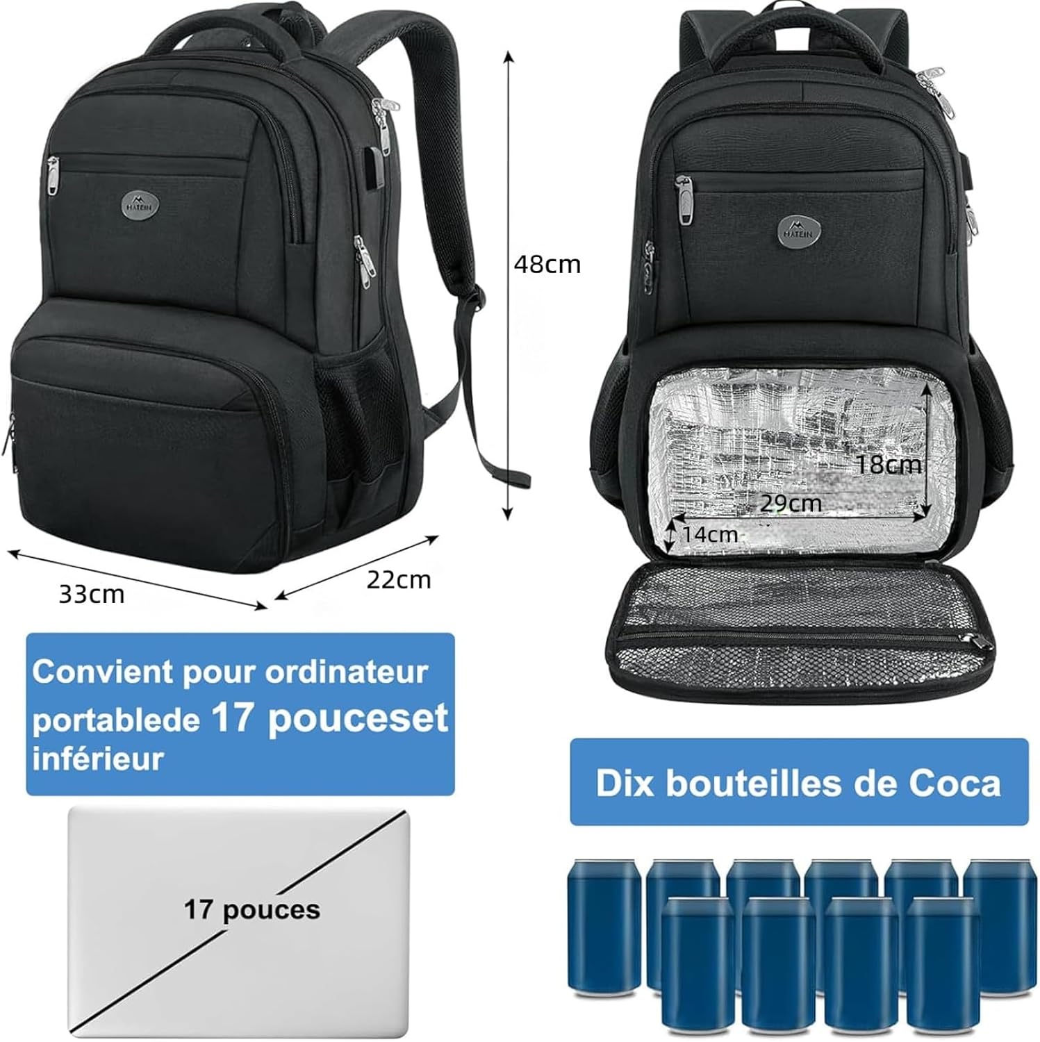 Thumbnail 4 de MATEIN Sac à Dos 17 pouces isotherme