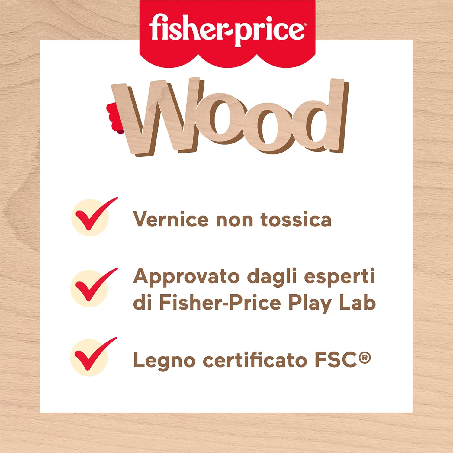 Detalle de Fisher-Price Puzzle Animali in Legno: set cercaforme con 12 blocchi a forma di animali e vassoio con linee guida