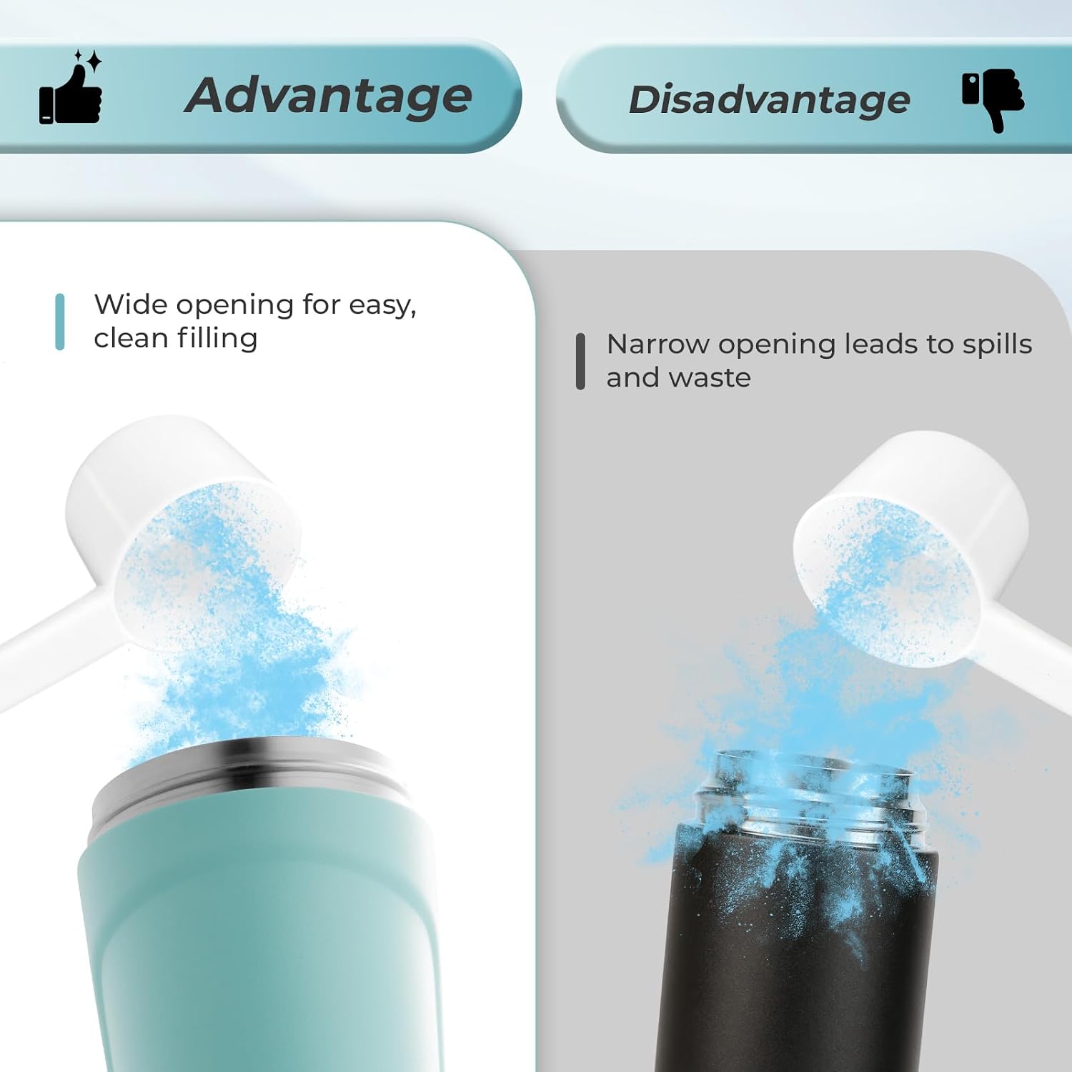 Detalle 2 de Autsel Protein Shaker 750ml Stainless Steel with MixBall – Leak‑Proof, Insulated and BPA Free (Blue Green)