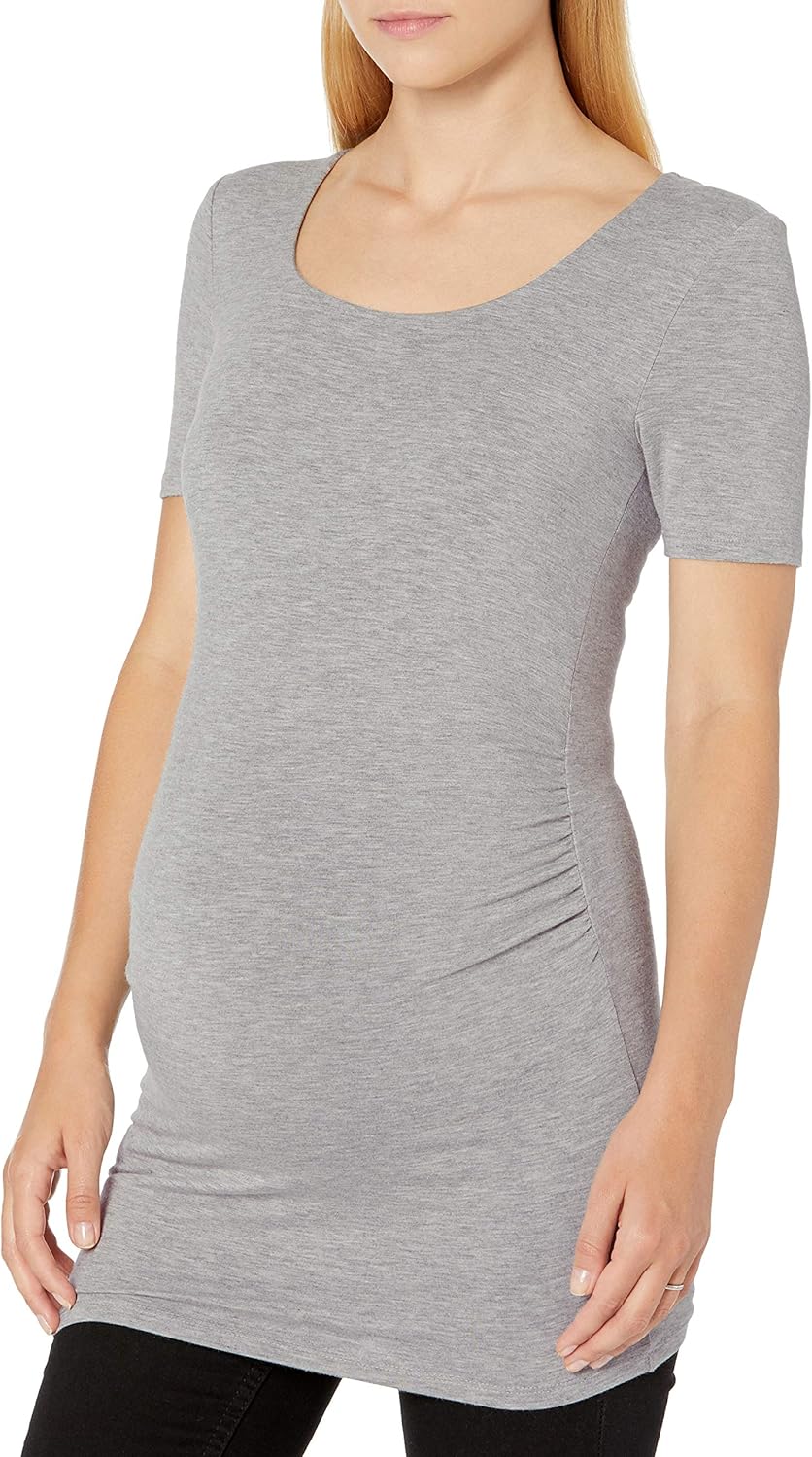 Thumbnail 1 de Amazon Essentials Damen Umstands-T-Shirt mit U-Ausschnitt und Raffung – 2er-Pack (Kurzarm)