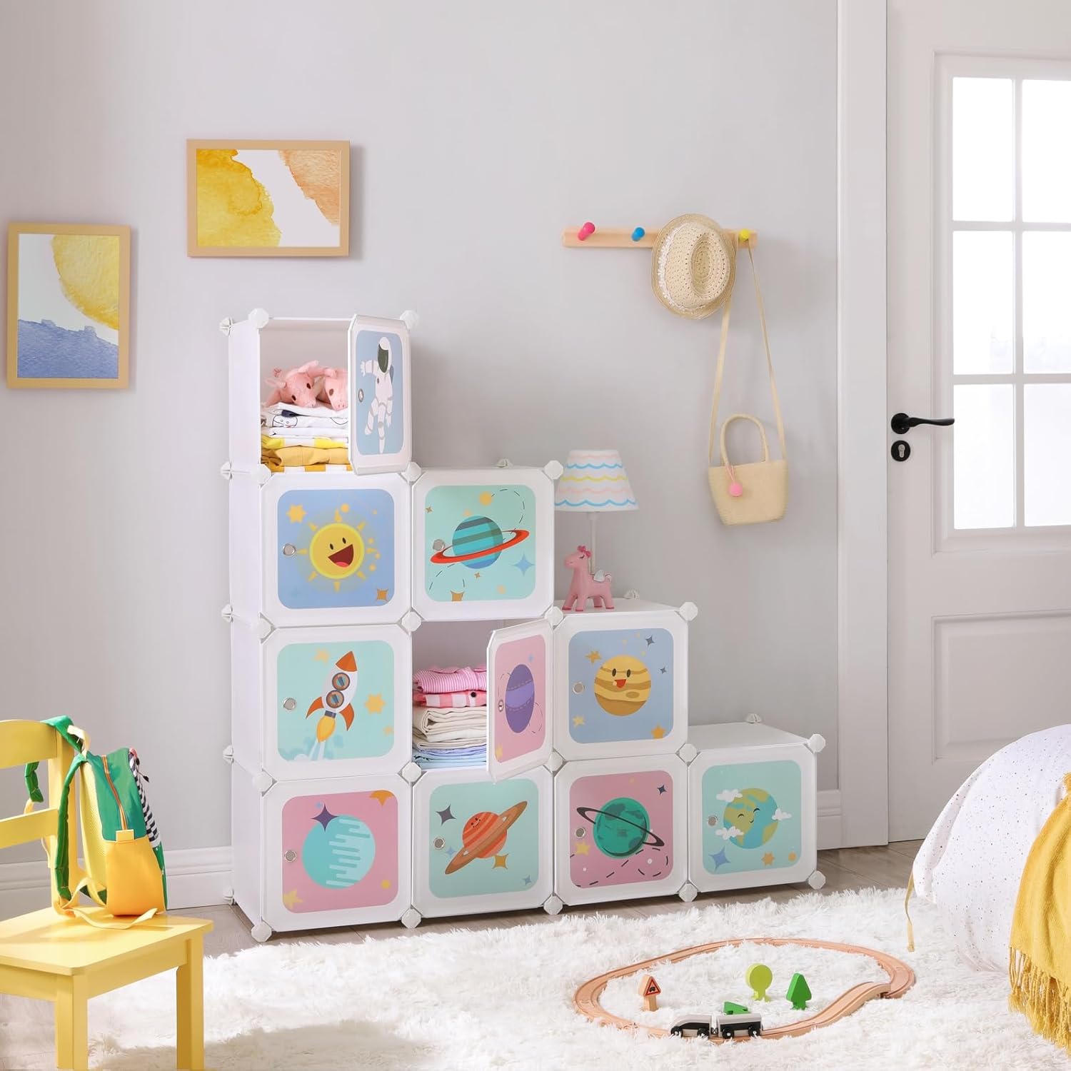 Thumbnail 1 de SONGMICS Scaffale portaoggetti per bambini con 10 cubi LPC903W01, mobile cameretta modulare bianco