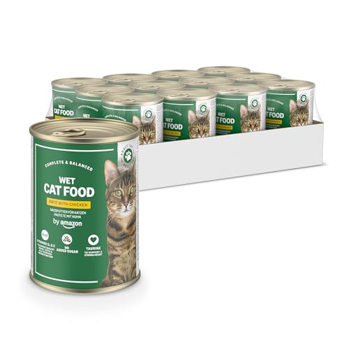 Detalle de by Amazon Cibo umido per gatti senza cereali, paté di pollo in barattolo 12x400 g