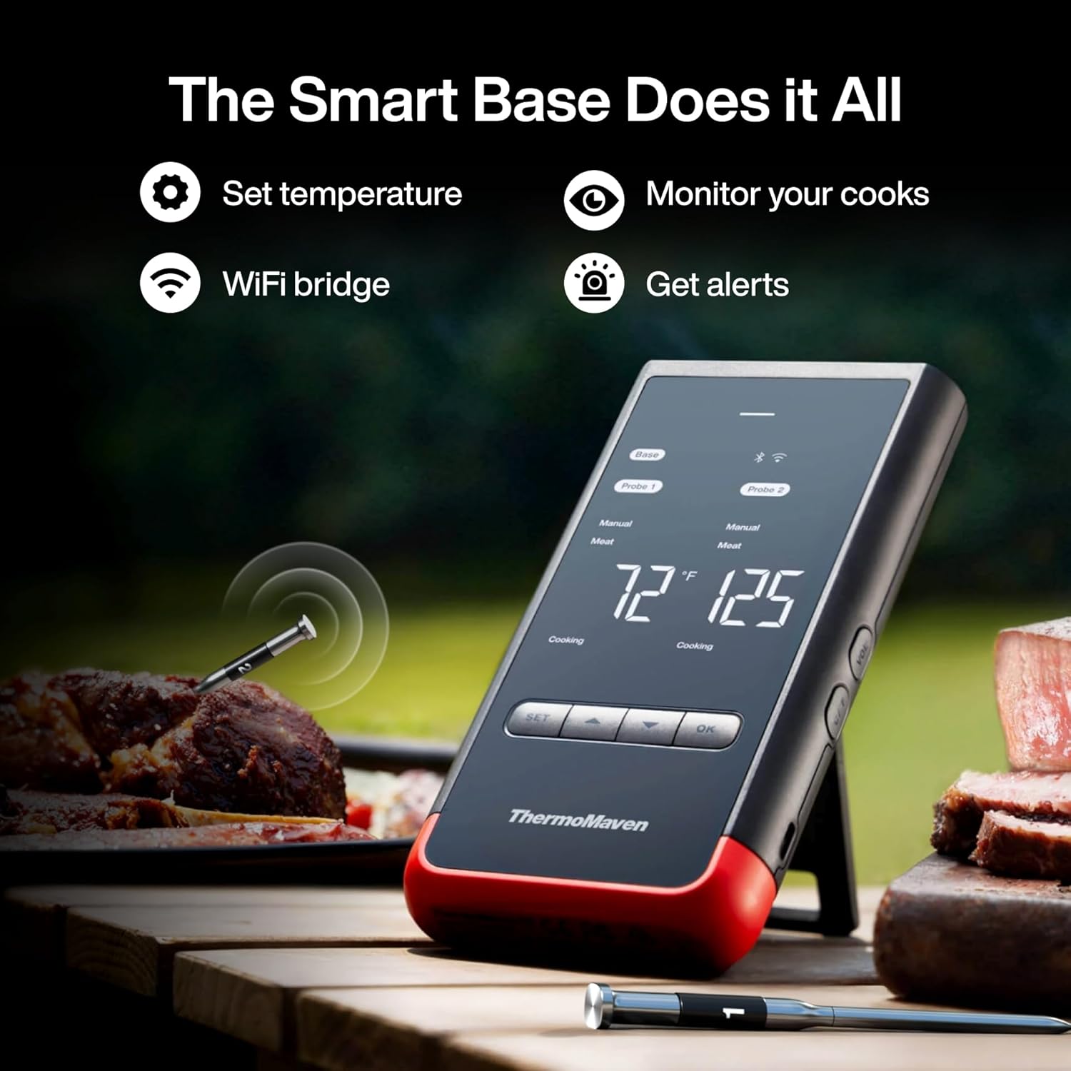 Thumbnail 5 de ThermoMaven Bluetooth Wireless Meat Thermometer (2 Probes) – 6 Sensors, IPX8, 152m Bluetooth 5.3, WiFi Control