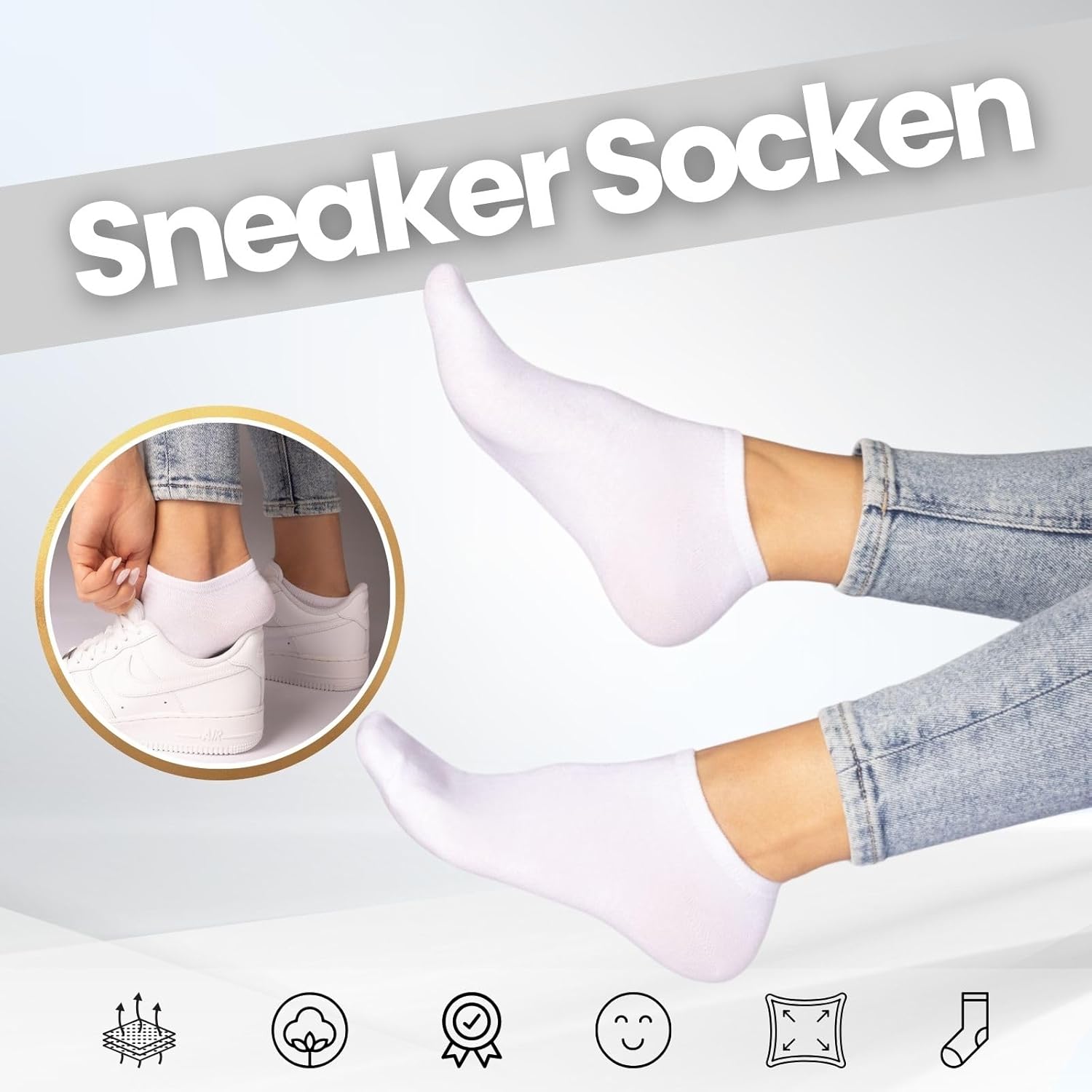 Detalle de Sneaker Socken 10 Paar Kurze Baumwolle