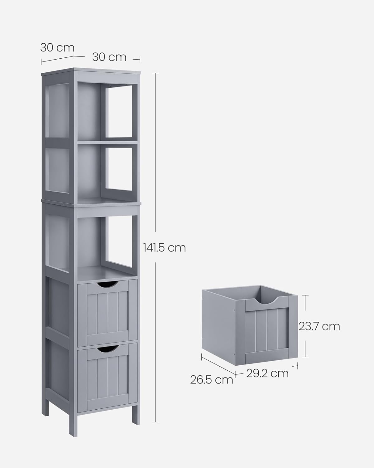 Detalle de VASAGLE Mueble de baño con 2 cajones y compartimentos