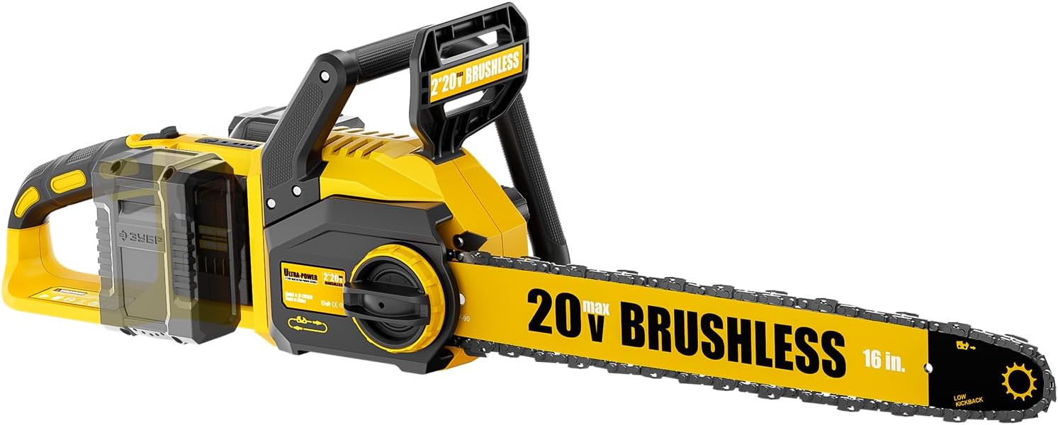 Detalle de pyrcruax EF-20CS16 40V Brushless Chainsaw, 16-Inch Bar, Tool-Free Tensioning