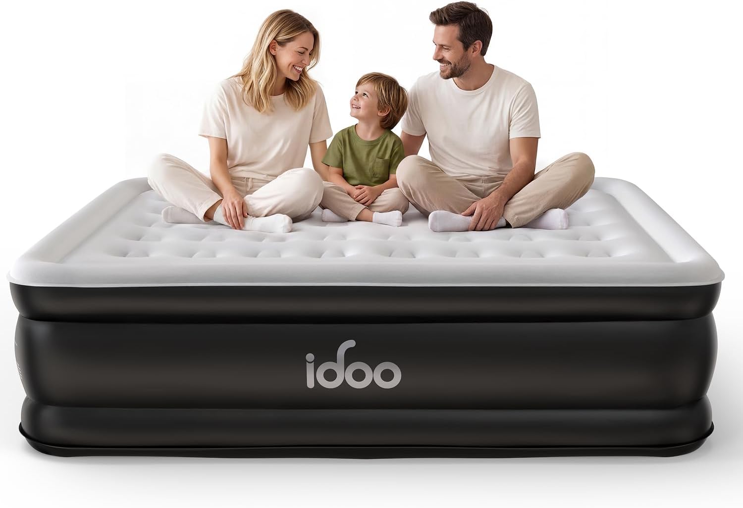iDOO King Size Inflatable Air Mattress with Built-In Pump (203 x 152 x 46 cm)