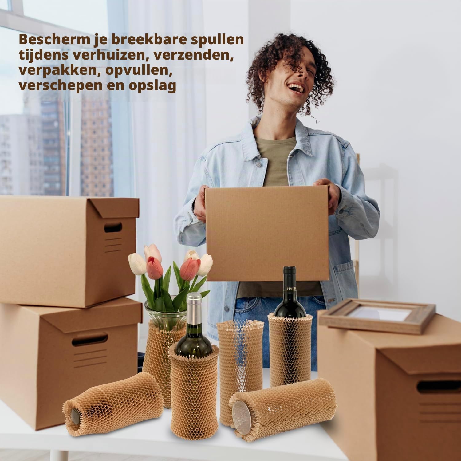 Detalle de SZSYumUnion Sleeve Case for Wine Bottle honingraat beschermhoezen, 22 cm, 12 stuks