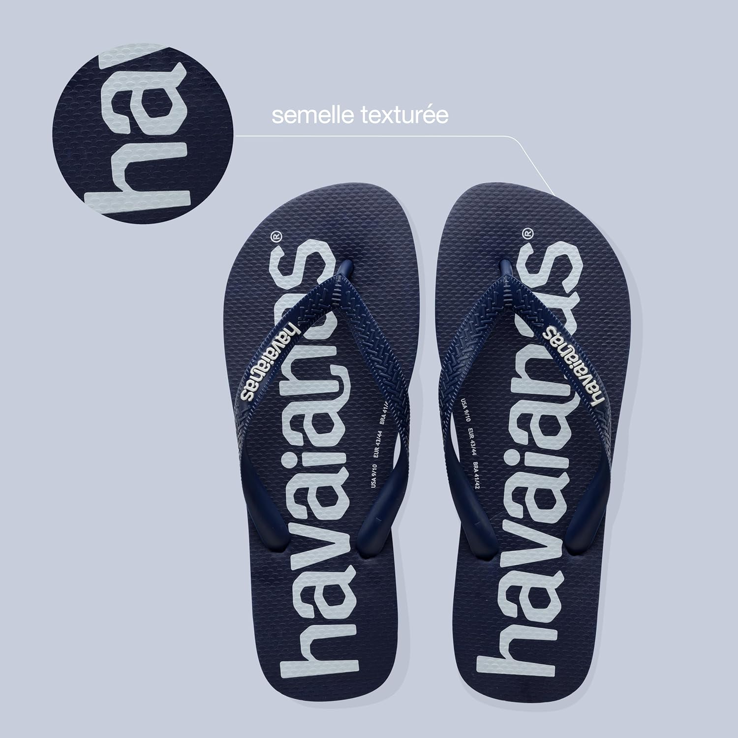 Detalle de Havaianas Top Logomania – Tongs unisexe à l’esthétique audacieuse et au confort pensé pour un usage quotidien