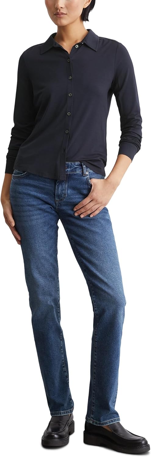 Detalle 2 de Marc O’Polo Damen Jerseybluse mit Stretch-Anteil und Spitzkragen