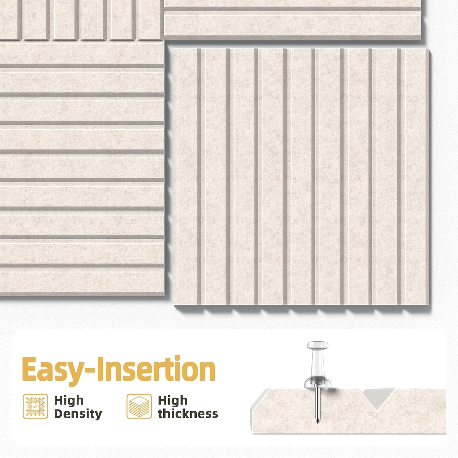 Detalle de MingCork Board-Fine-Oatmeal-12-1 Felt Bulletin Board Tiles, 12-Pack