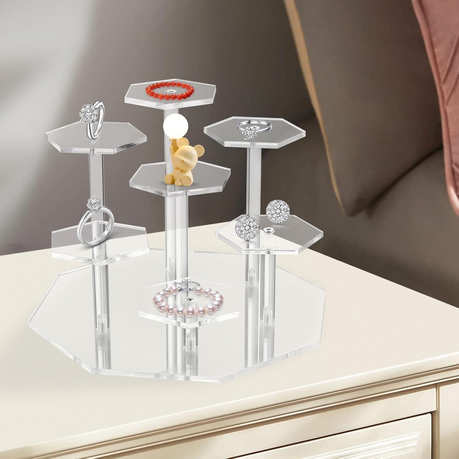Detalle de P PIPITA ZSJ-22cm 7-Tier Clear Acrylic Hexagon Display Stand