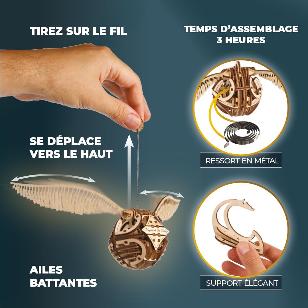 Thumbnail 3 de UGEARS Puzzle 3D en Bois – Kit de Modèle de Vif d'Or Harry Potter (120 pièces) pour Adults
