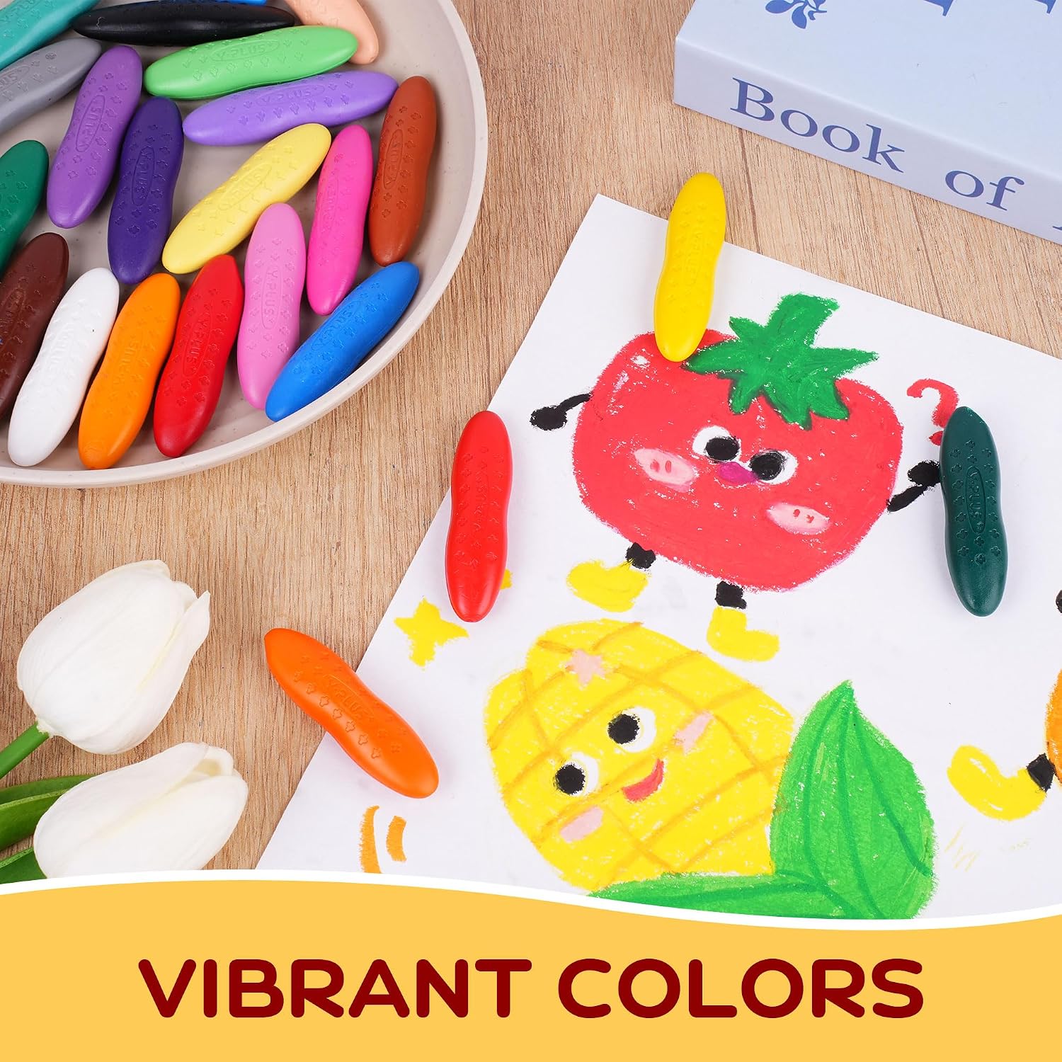 Detalle de YPLUS Crayon Cacahuète Bébé — 12 Crayons Lavables Non Toxiques, forme cacahuète