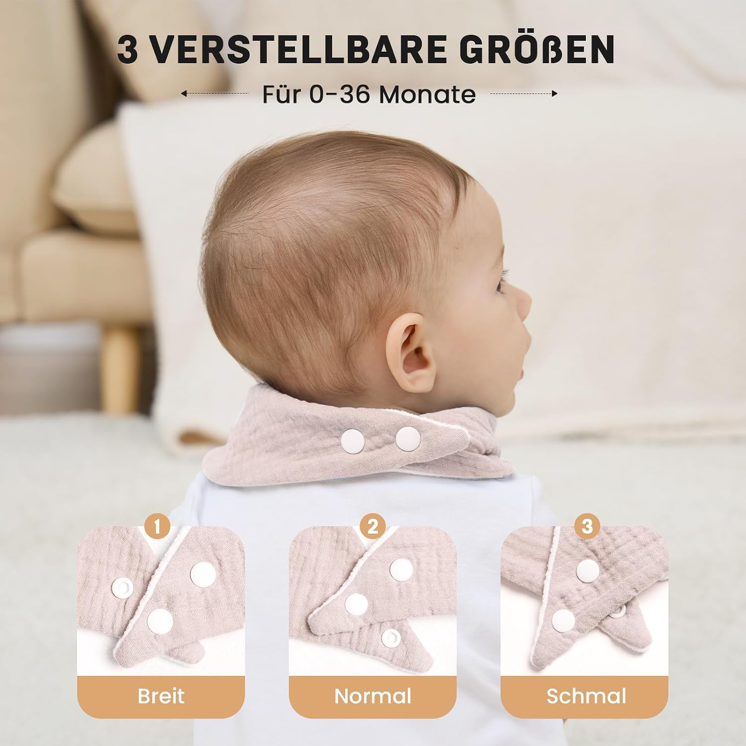Thumbnail 6 de IKWOLETI Lätzchen Dreieckstuch Musselin 8er Pack