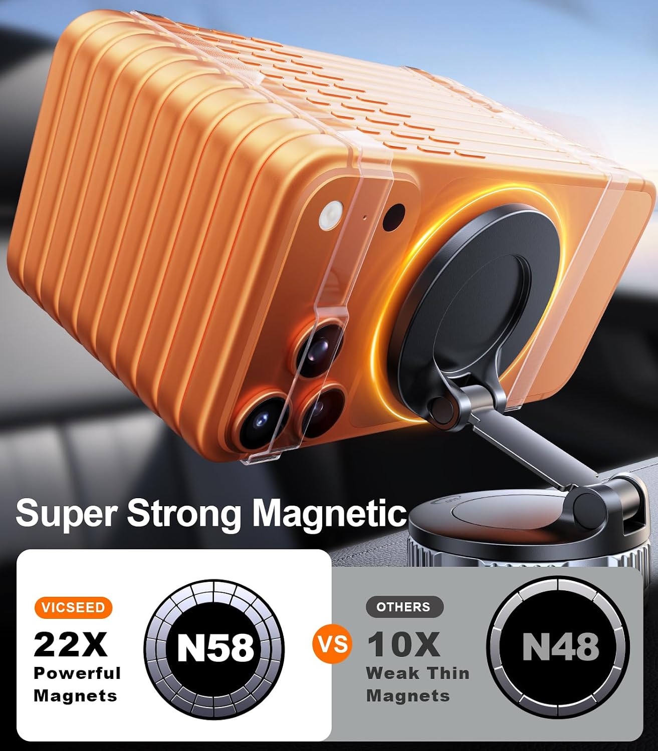 Thumbnail 4 de VICSEED Ultimate for MagSafe Car Mount: 98+ lbs Vacuum Suction, 360° Rotating Arm