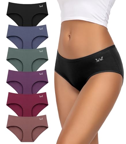 Thumbnail 1 de Culotte Femme TANSTC Coton Taille Moyenne – 95% Coton Peigné Doux (6 pièces, Multi-coloris)