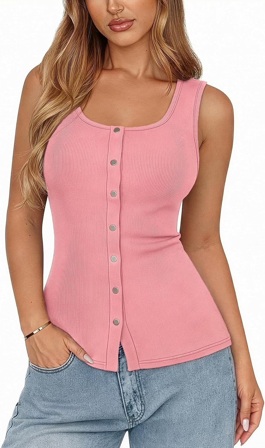 Detalle de Aottori Canotta Donna Girocollo in Viscosa slim fit