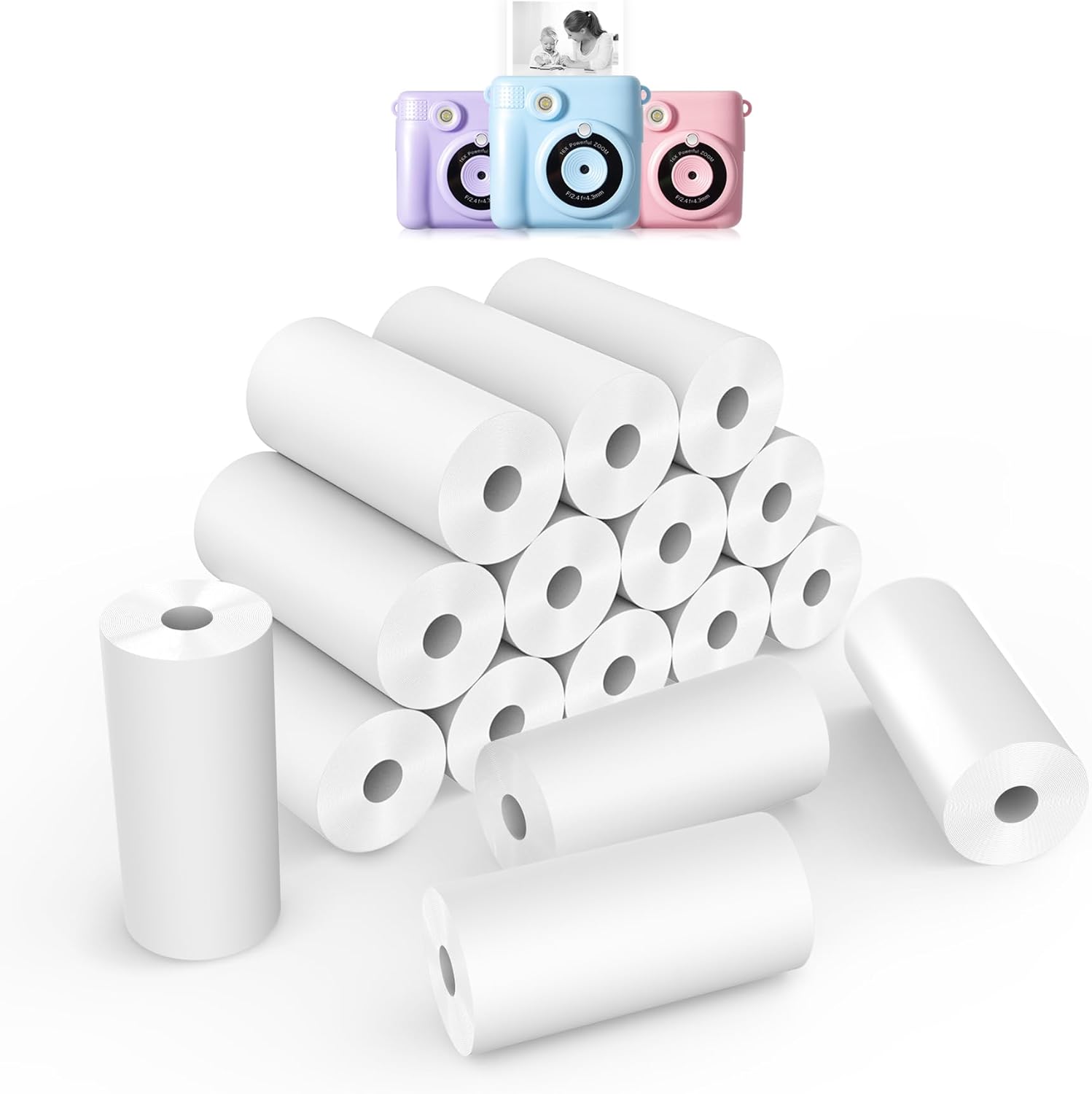 Thumbnail 6 de 12 Rolls Instant Print Camera Paper Refill for Kids (Hikkon) – Colourful Thermal Paper Rolls for Most Kid’s Instant Cameras