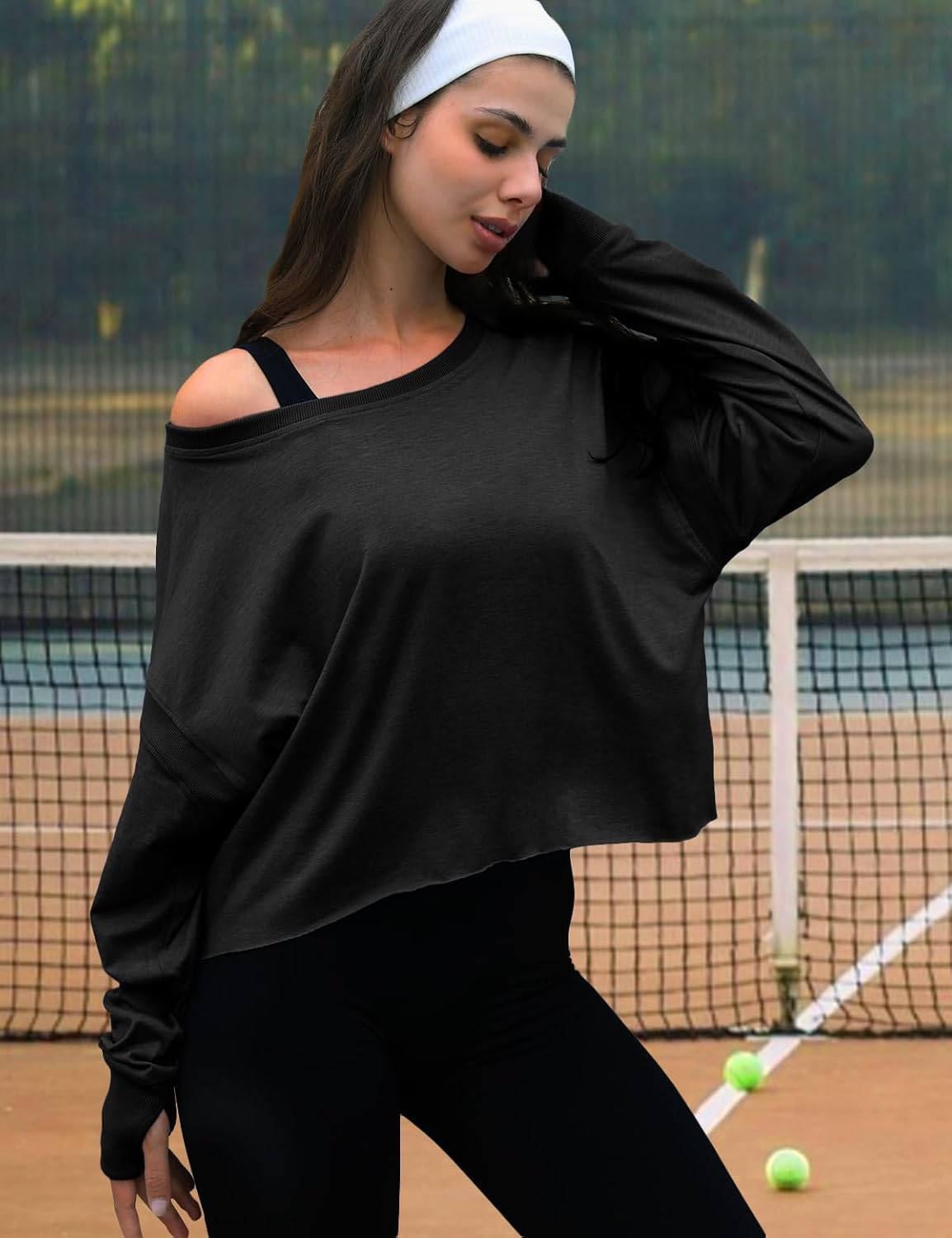 Thumbnail 2 de UNIANKIYA Open Back Long Sleeve Cropped Workout Top for Women