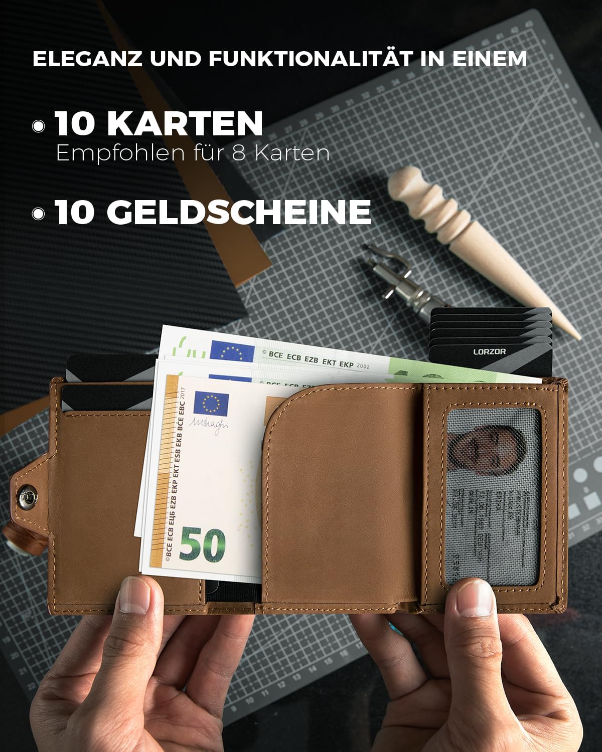Thumbnail 3 de LORZOR Airtag Wallet Slim Wallet mit Münzfach 9,6x6,5x2 cm
