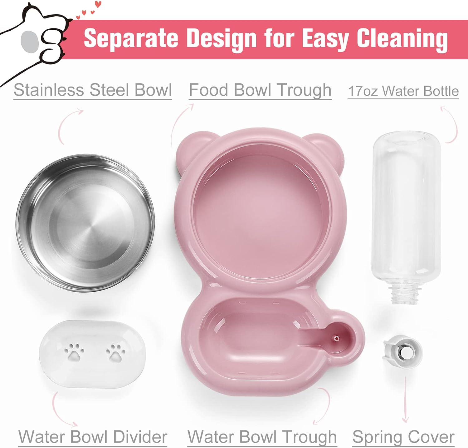 Detalle de Pet Bowl Set with Stainless Steel Bowl