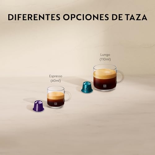 Detalle de Nespresso De'Longhi Essenza Mini EN85.R (EN85.R) roja: cafetera monodosis compacta de cápsulas Nespresso