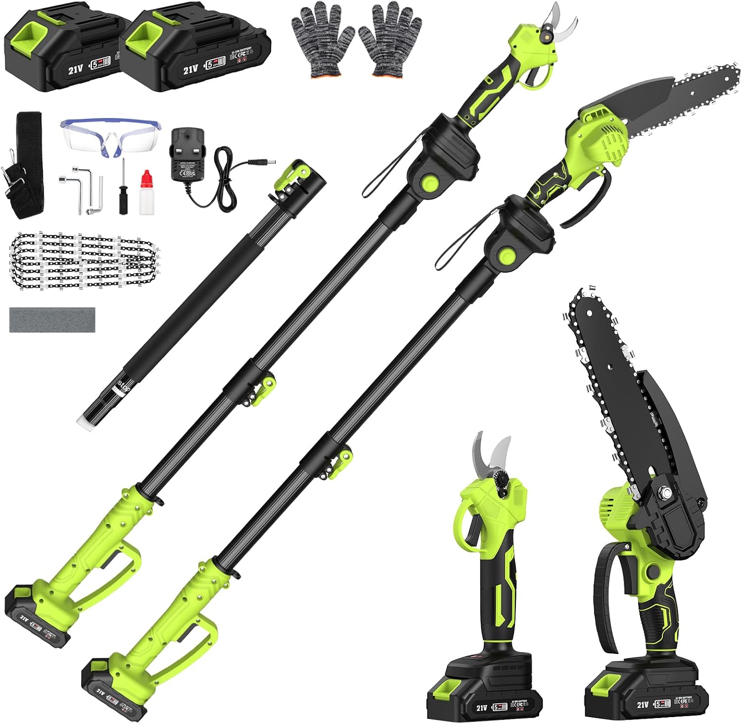 Detalle de Cordless Pole Pruning Shears & Chain Saw Set with 6.4ft Extension Pole