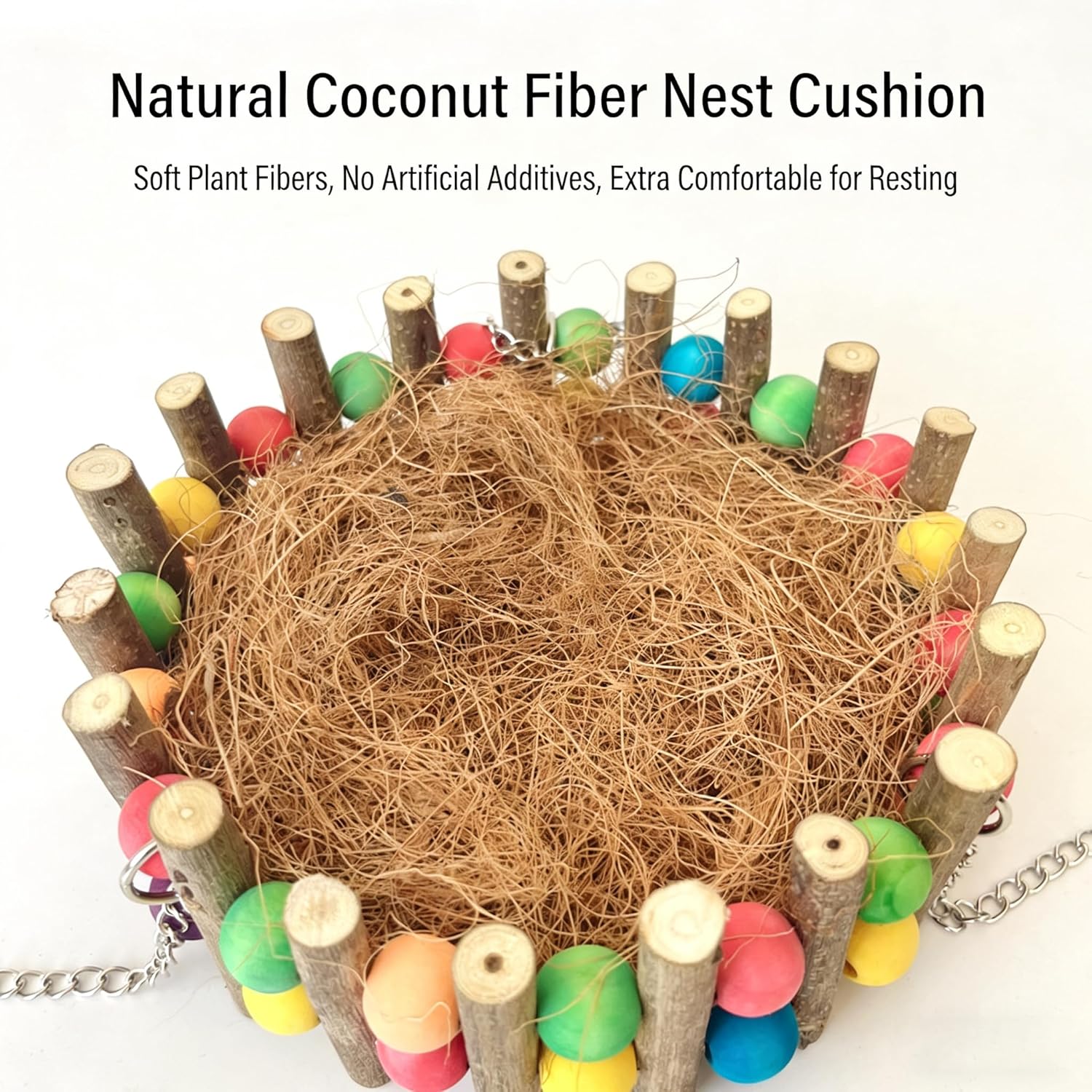 Thumbnail 1 de ZYYRSS Bird Hammock Swing: Natural Coconut Fibre Nest for Small Birds