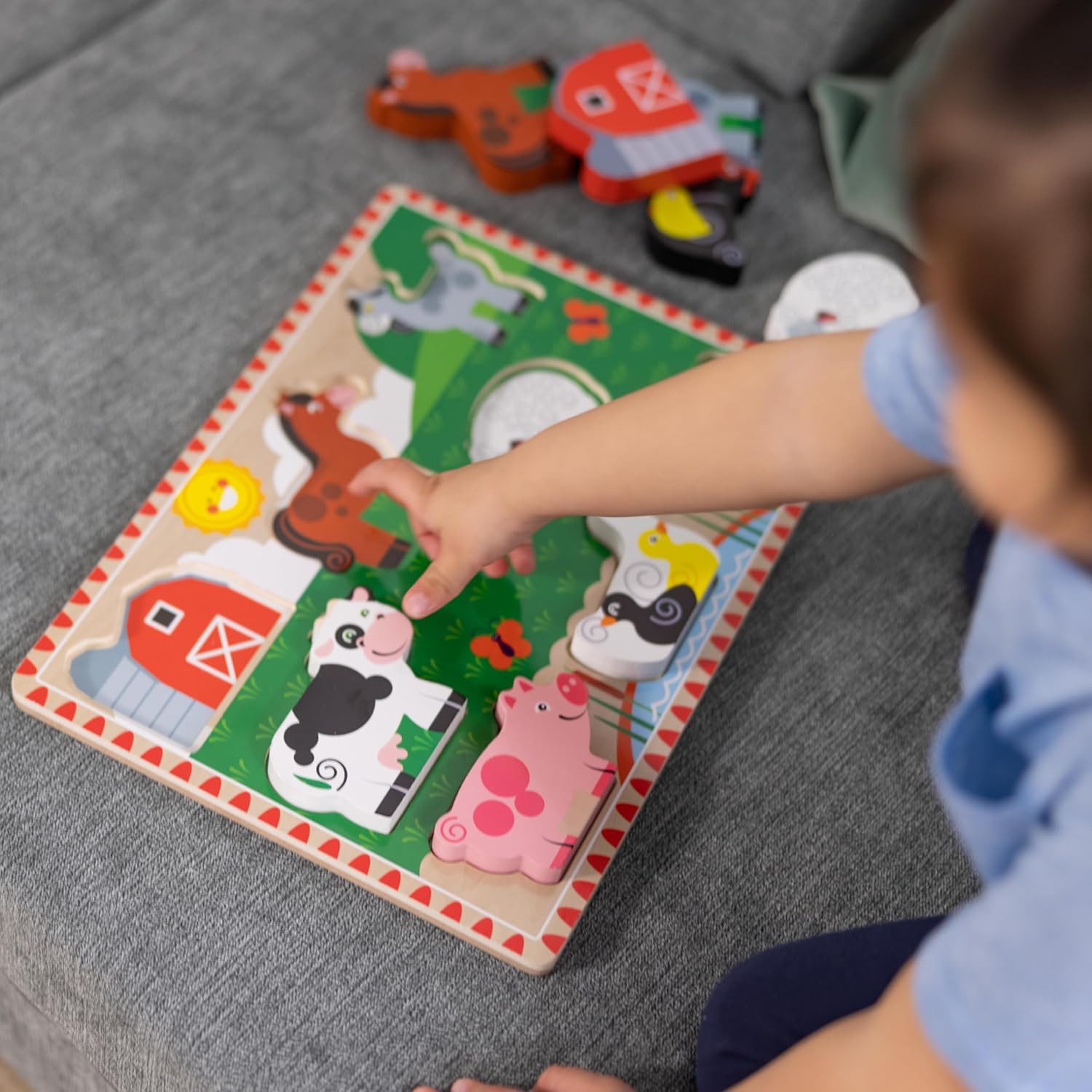 Thumbnail 4 de Melissa & Doug Puzzle Aimaux de la Ferme en bois (8 grosses pièces) pour enfants dès 2 ans et +