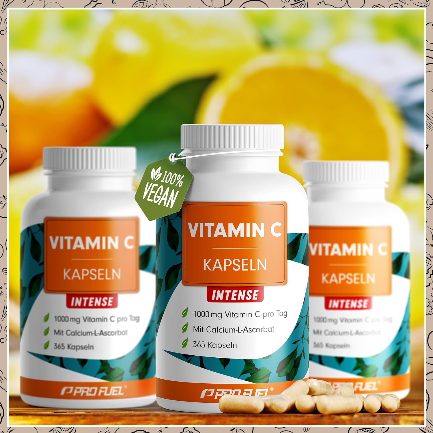 Detalle de Vitamin C Kapseln 365x – 1000 mg gepuffertes Calcium-L-Ascorbat, vegan & laborgeprüft