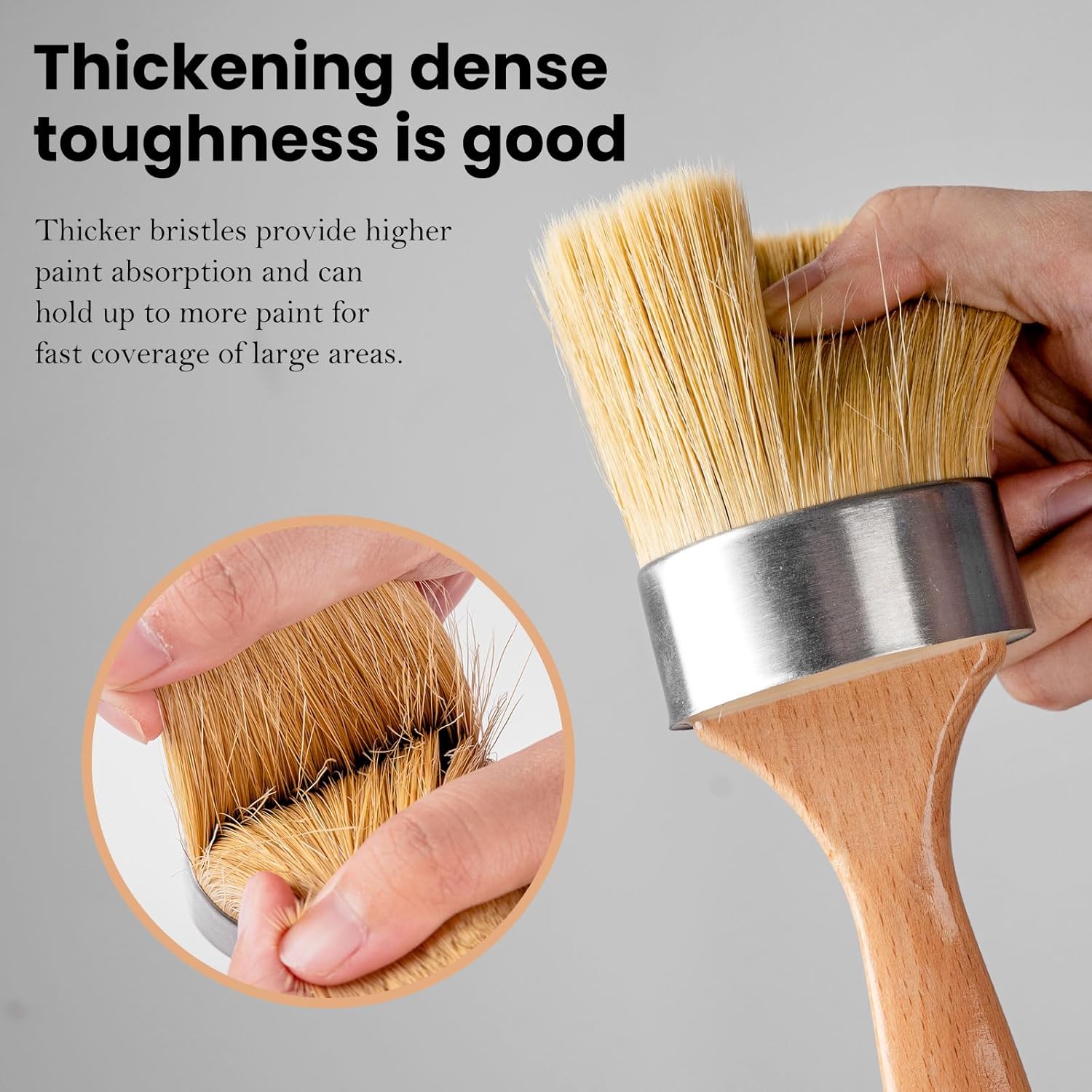 Detalle de Mister Rui Chalk Paint Brushes Set of 4 – Small Round, Pointed, Flat, and 2.5in Oval Brush