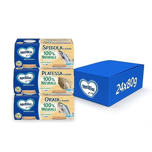 Detalle de Mellin Omogeneizzati Mix Gusti Pesce con Verdure 12x80g – 100% Naturale