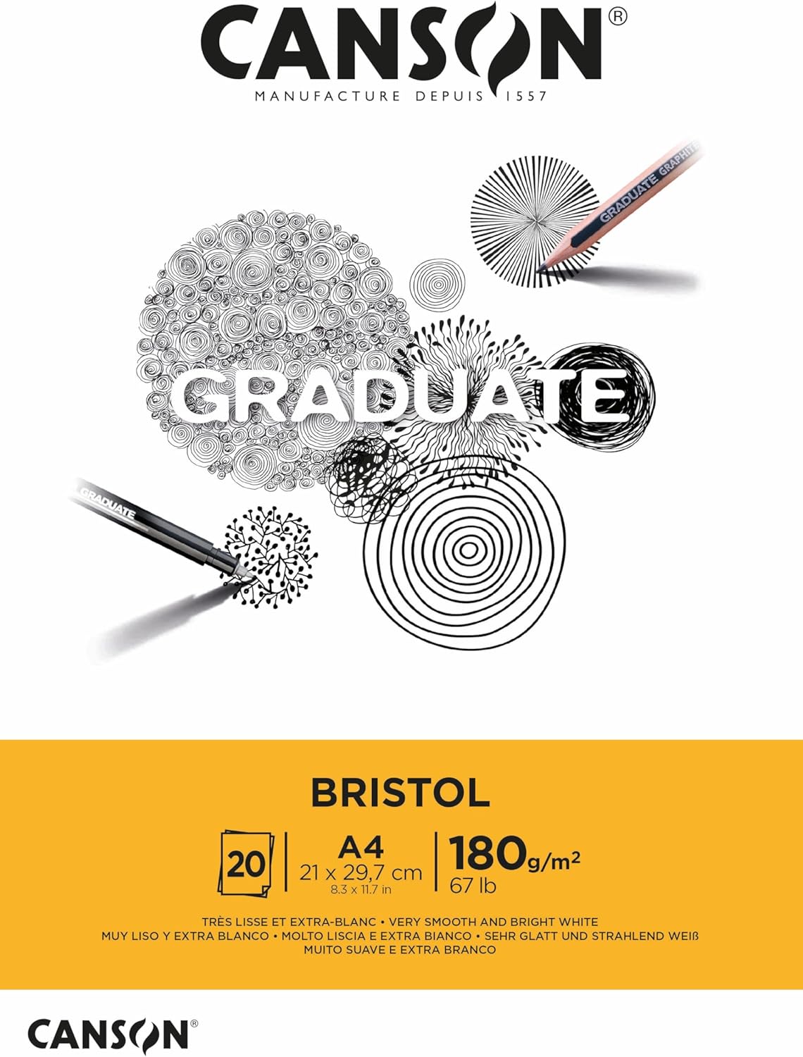 Thumbnail 3 de CANSON Graduate Bristol Bloc A3 20 feuillets – papier extra-blanc 180 g/m², 100 % acide-free