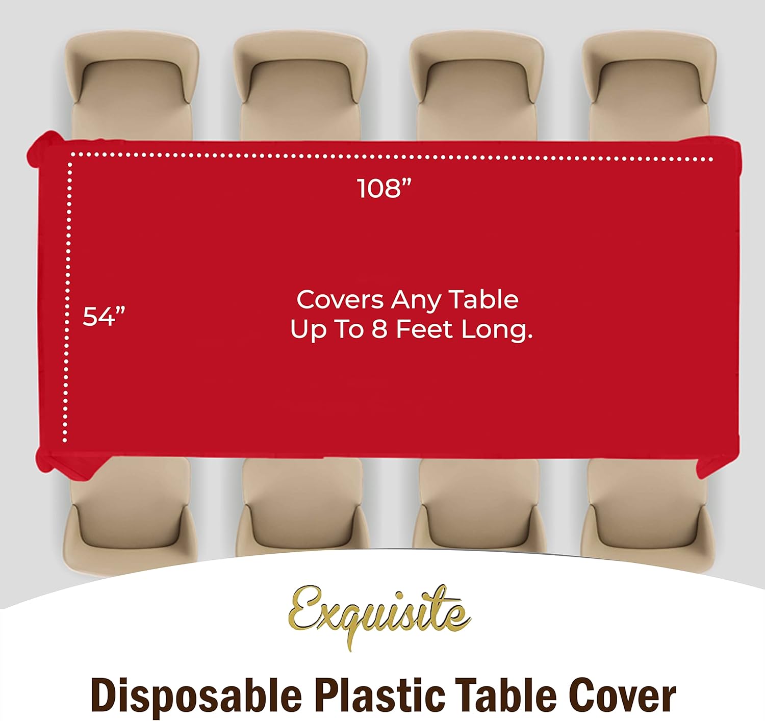 Thumbnail 3 de Party Solids Pack Of 6 Premium Plastic Tablecloths, 54 x 108 Red