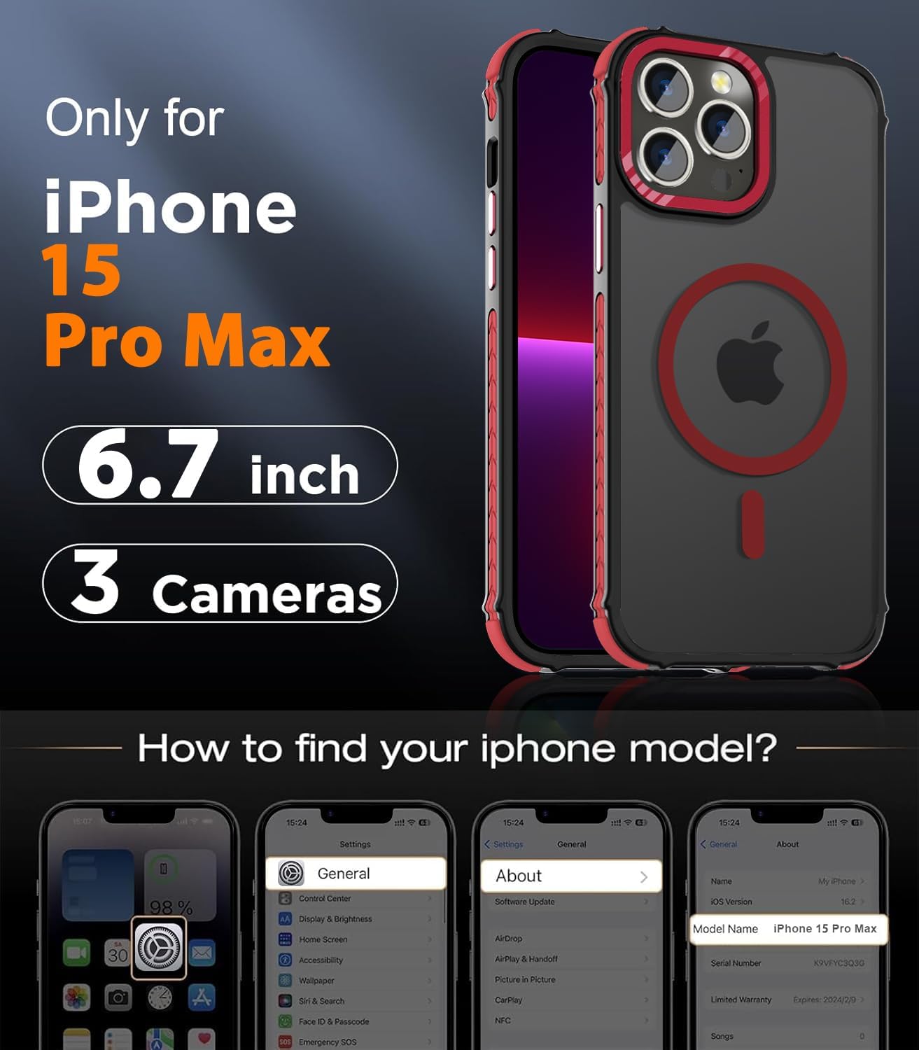 Thumbnail 1 de DEERLAMN Strong Magnetic Case for iPhone 15 Pro Max
