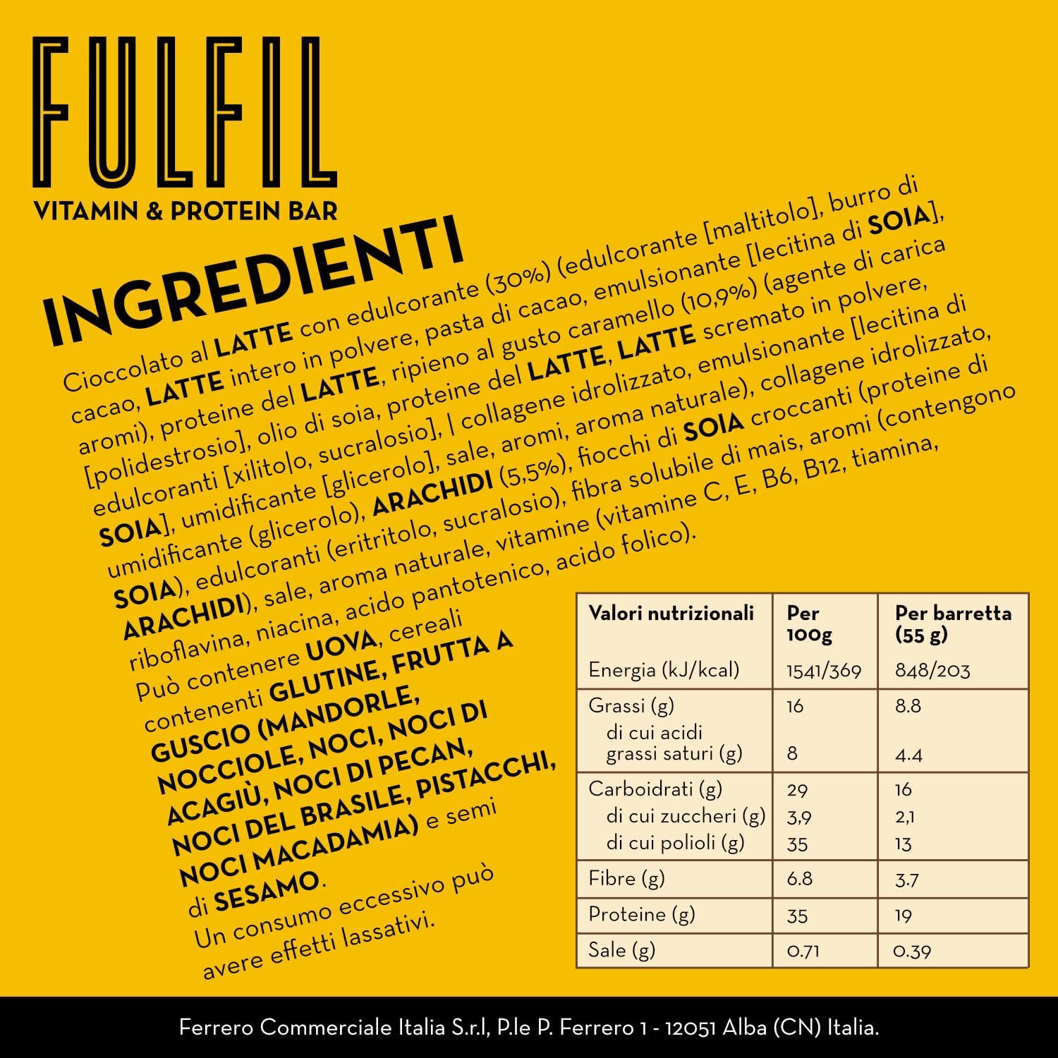 Detalle de FULFIL - Barretta Proteica da 55 g, Cioccolato Caramello e Arachidi, confezione da 15 pezzi