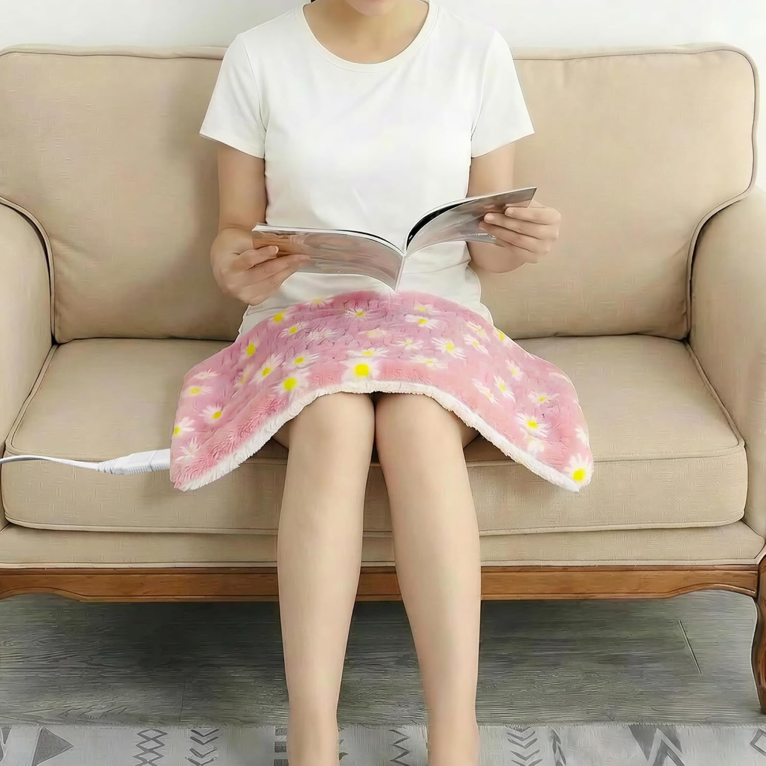 Thumbnail 5 de GOQO TOMO Heating Pad (12 x 24) – Pink Floral Pattern, Machine Washable